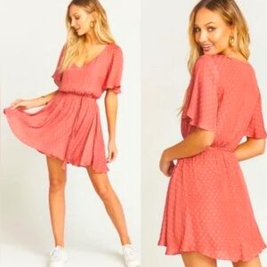 Show Me Your Mumu Anastasia Polka Dot Tie Waist Dress Womens Large Pink Flounce